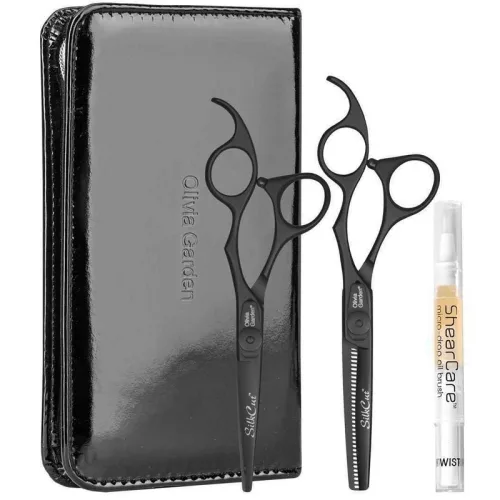 Olivia Garden olló SZETT Silkcut Matt Black5.75+6.35